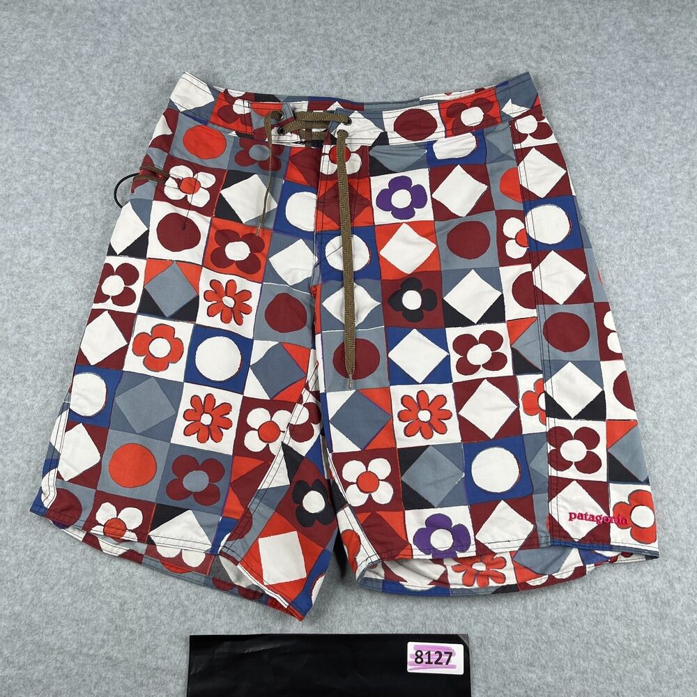 Patagonia Swim Trunks Mens 30 Nylon Flower Geometric Board Shorts Bathing Suit